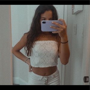 White Laced Crop Top